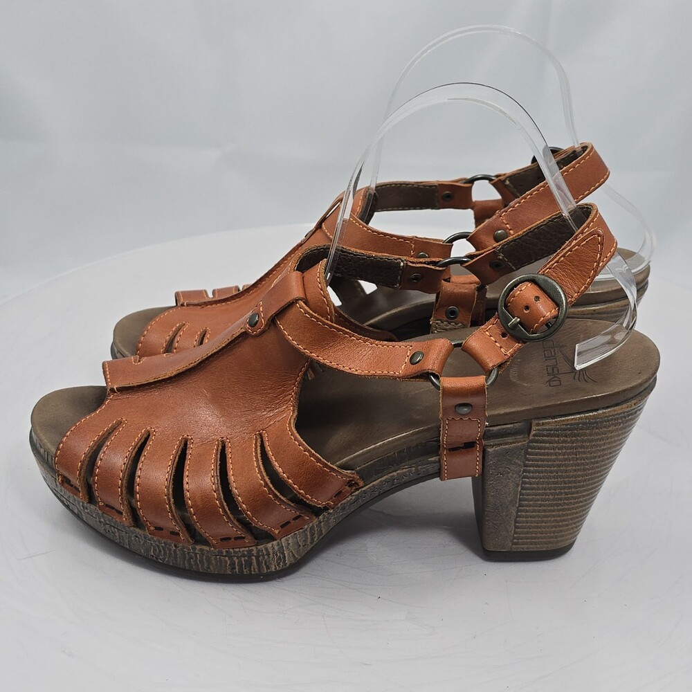 Dansko Randa Strappy Heels Clog Sandals Size 41 Size 10.5 Brown Leather